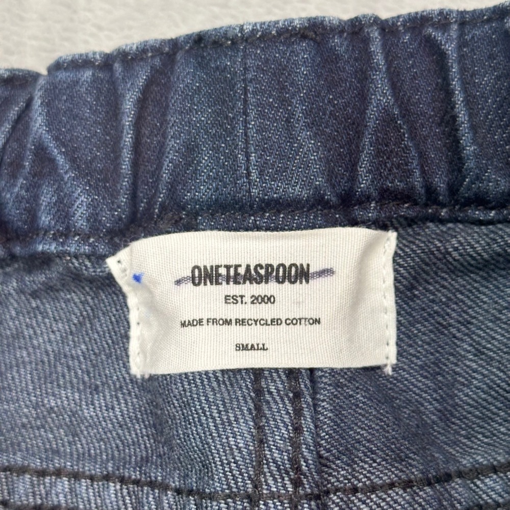 OneTeaspoon Womens Distressed Denim Joggers Dark Wash Recycled Cotton Small - Picture 5 of 6